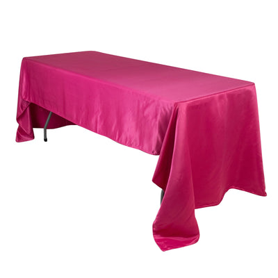 Lamour Satin 60’’x126’’ Rectangle Tablecloth Fuchsia - Soft & Silk-Like Table Cover - Tablecloths