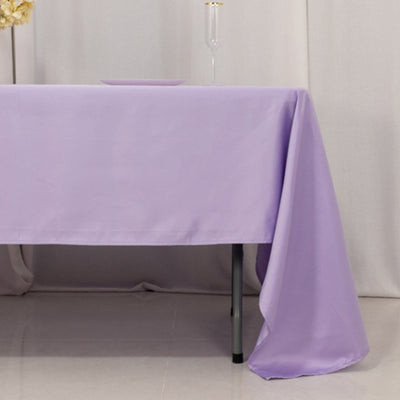 Lamour Satin 60’’x126’’ Rectangle Tablecloth Lavender Lilac - Soft & Silk-Like Table Cover - Tablecloths