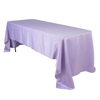 Lamour Satin 60’’x126’’ Rectangle Tablecloth Lavender Lilac - Soft & Silk-Like Table Cover - Tablecloths