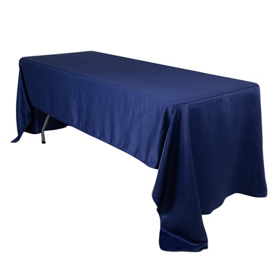 Lamour Satin 60’’x126’’ Rectangle Tablecloth Navy Blue - Soft & Silk-Like Table Cover - Tablecloths