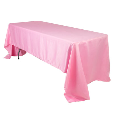Lamour Satin 60’’x126’’ Rectangle Tablecloth Pink - Soft & Silk-Like Table Cover - Tablecloths
