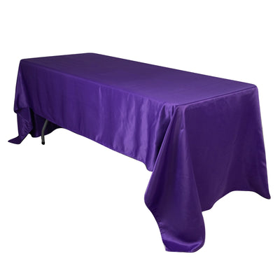 Lamour Satin 60’’x126’’ Rectangle Tablecloth Purple - Soft & Silk-Like Table Cover - Tablecloths