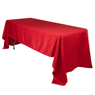 Lamour Satin 60’’x126’’ Rectangle Tablecloth Red - Soft & Silk-Like Table Cover - Tablecloths
