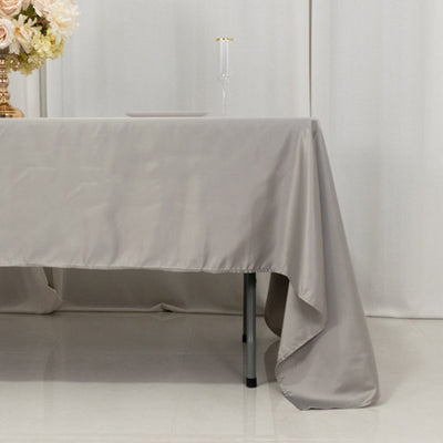 Lamour Satin 60’’x126’’ Rectangle Tablecloth Silver - Soft & Silk-Like Table Cover - Tablecloths
