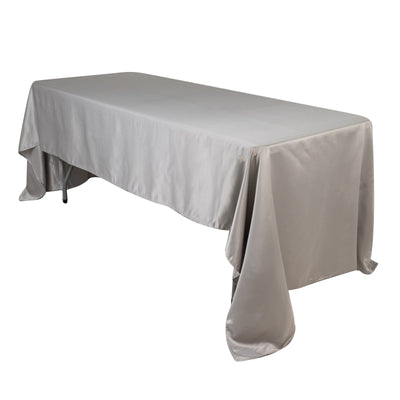 Lamour Satin 60’’x126’’ Rectangle Tablecloth Silver - Soft & Silk-Like Table Cover - Tablecloths