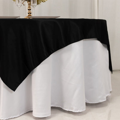 Lamour Satin 72’’x72’’ Table Overlay Square Tablecloth Black - Smooth Finish for Luxurious Events - Overlays