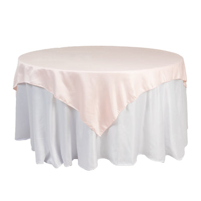 Lamour Satin 72’’x72’’ Table Overlay Square Tablecloth Blush - Smooth Finish Table Topper - Overlays