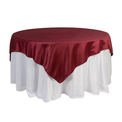Lamour Satin 72’’x72’’ Table Overlay Square Tablecloth Burgundy - Smooth Finish Table Topper - Overlays
