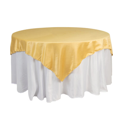 Lamour Satin 72’’x72’’ Table Overlay Square Tablecloth Champagne - Smooth Finish Table Topper - Overlays