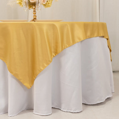 Lamour Satin 72’’x72’’ Table Overlay Square Tablecloth Champagne - Smooth Finish Table Topper - Overlays