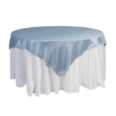 Lamour Satin 72’’x72’’ Table Overlay Square Tablecloth Dusty Blue - Smooth Finish Table Topper - Overlays