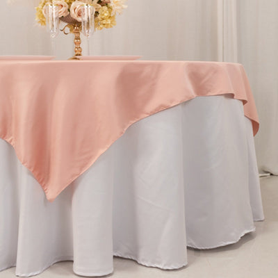 Lamour Satin 72’’x72’’ Table Overlay Square Tablecloth Dusty Rose - Smooth Finish Table Topper - Overlays