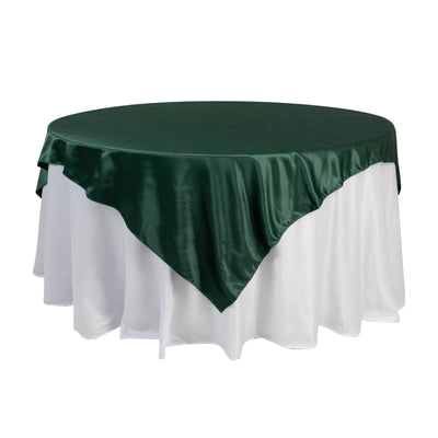 Lamour Satin 72’’x72’’ Table Overlay Square Tablecloth Hunter Emerald Green - Smooth Finish Table Topper - Overlays