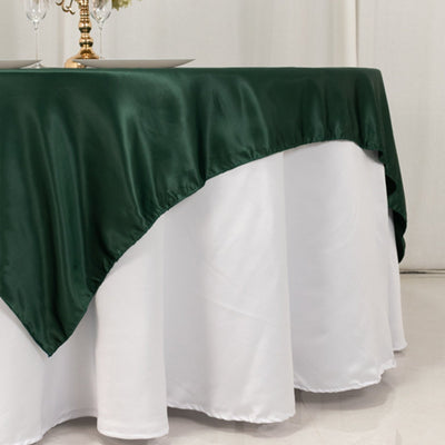 Lamour Satin 72’’x72’’ Table Overlay Square Tablecloth Hunter Emerald Green - Smooth Finish Table Topper - Overlays