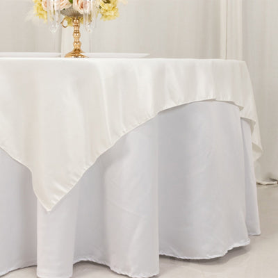 Lamour Satin 72’’x72’’ Table Overlay Square Tablecloth Ivory - Smooth Finish Table Topper - Overlays