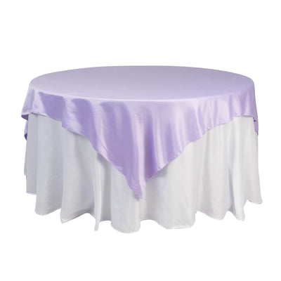 Lamour Satin 72’’x72’’ Table Overlay Square Tablecloth Lavender Lilac - Smooth Finish Table Topper - Overlays