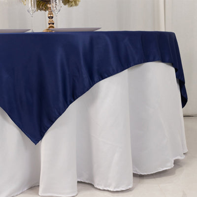 Lamour Satin 72’’x72’’ Table Overlay Square Tablecloth Navy Blue - Smooth Finish Table Topper - Overlays