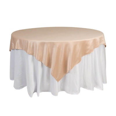 Lamour Satin 72’’x72’’ Table Overlay Square Tablecloth Nude - Smooth Finish Table Topper - Overlays