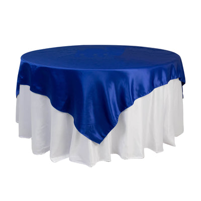 Lamour Satin 72’’x72’’ Table Overlay Square Tablecloth Royal Blue - Smooth Finish Table Topper - Overlays