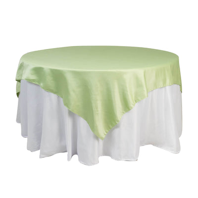 Lamour Satin 72’’x72’’ Table Overlay Square Tablecloth Sage Green - Smooth Finish Table Topper - Overlays