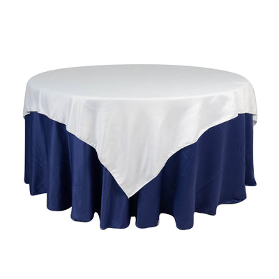 Lamour Satin 72’’x72’’ Table Overlay Square Tablecloth White - Smooth Finish for Luxurious Events - Overlays