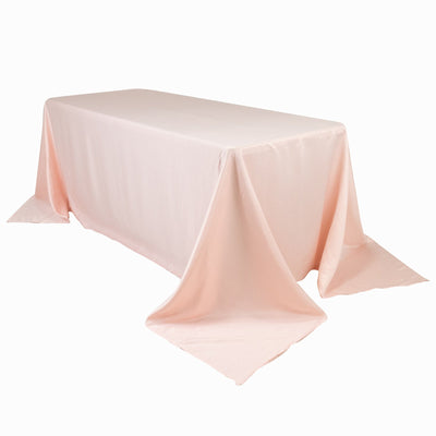 Lamour Satin 90’’x132’’ Rectangle Tablecloth Blush - Soft & Silk-Like Seamless Table Cover - Tablecloths