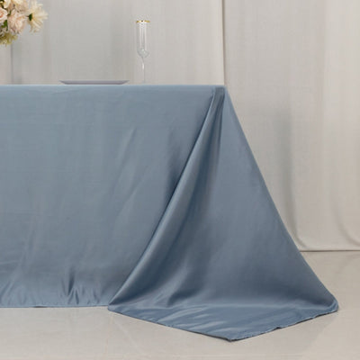Lamour Satin 90’’x132’’ Rectangle Tablecloth Dusty Blue - Soft & Silk-Like Seamless Table Cover - Tablecloths
