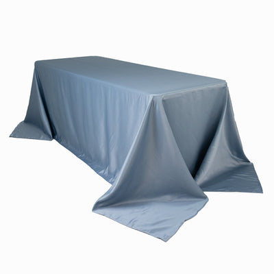 Lamour Satin 90’’x132’’ Rectangle Tablecloth Dusty Blue - Soft & Silk-Like Seamless Table Cover - Tablecloths
