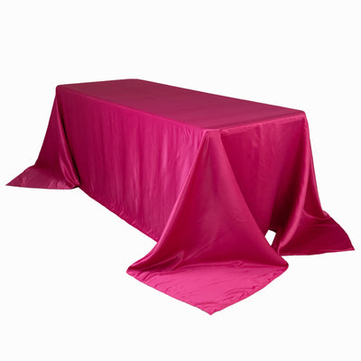 Lamour Satin 90’’x132’’ Rectangle Tablecloth Fuchsia - Soft & Silk-Like Seamless Table Cover - Tablecloths