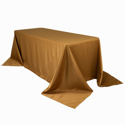 Lamour Satin 90’’x132’’ Rectangle Tablecloth Gold - Soft & Silk-Like Seamless Table Cover for Weddings & Parties