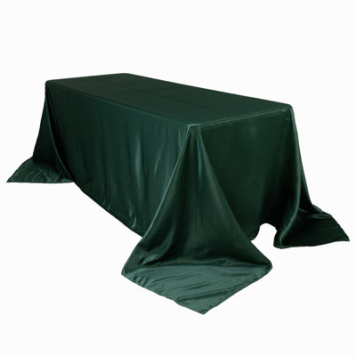 Lamour Satin 90’’x132’’ Rectangle Tablecloth Hunter Emerald Green - Soft & Silk-Like Seamless Table Cover - Tablecloths