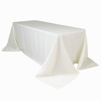 Lamour Satin 90’’x132’’ Rectangle Tablecloth Ivory - Soft & Silk-Like Seamless Table Cover - Tablecloths