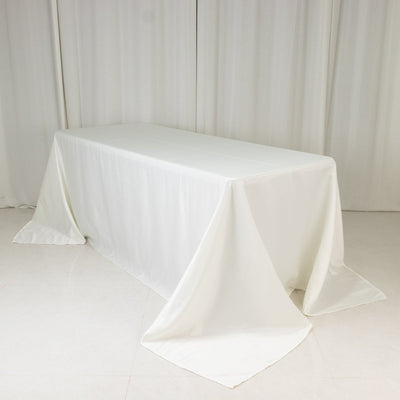 Lamour Satin 90’’x132’’ Rectangle Tablecloth Ivory - Soft & Silk-Like Seamless Table Cover - Tablecloths
