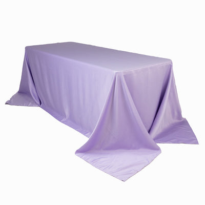 Lamour Satin 90’’x132’’ Rectangle Tablecloth Lavender Lilac - Soft & Silk-Like Seamless Table Cover - Tablecloths