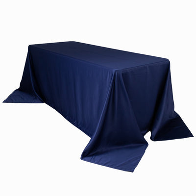 Lamour Satin 90’’x132’’ Rectangle Tablecloth Navy Blue - Soft & Silk-Like Seamless Table Cover - Tablecloths
