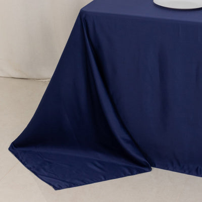 Lamour Satin 90’’x132’’ Rectangle Tablecloth Navy Blue - Soft & Silk-Like Seamless Table Cover - Tablecloths