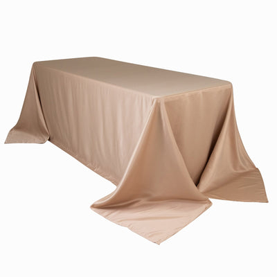 Lamour Satin 90’’x132’’ Rectangle Tablecloth Nude - Soft & Silk-Like Seamless Table Cover - Tablecloths