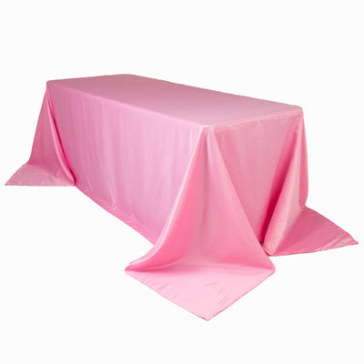 Lamour Satin 90’’x132’’ Rectangle Tablecloth Pink - Soft & Silk-Like Seamless Table Cover - Tablecloths