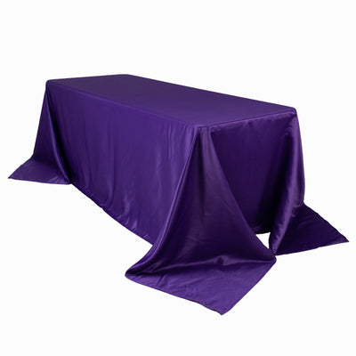 Lamour Satin 90’’x132’’ Rectangle Tablecloth Purple - Soft & Silk-Like Seamless Table Cover - Tablecloths