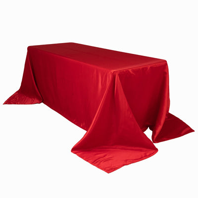 Lamour Satin 90’’x132’’ Rectangle Tablecloth Red - Soft & Silk-Like Seamless Table Cover - Tablecloths