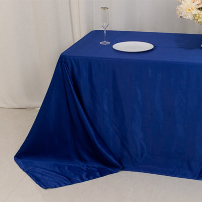 Lamour Satin 90’’x132’’ Rectangle Tablecloth Royal Blue - Soft & Silk-Like Seamless Table Cover - Tablecloths