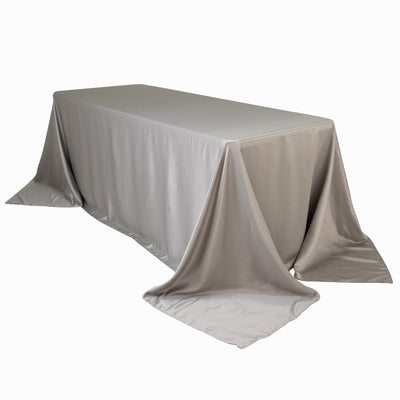 Lamour Satin 90’’x132’’ Rectangle Tablecloth Silver - Soft & Silk-Like Seamless Table Cover - Tablecloths