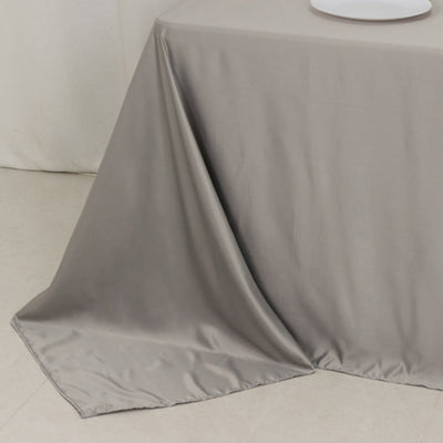 Lamour Satin 90’’x132’’ Rectangle Tablecloth Silver - Soft & Silk-Like Seamless Table Cover - Tablecloths