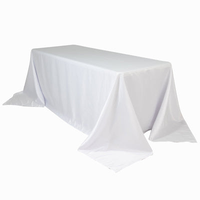 Lamour Satin 90’’x132’’ Rectangle Tablecloth White - Soft & Silk-Like Seamless Table Cover for Weddings & Parties