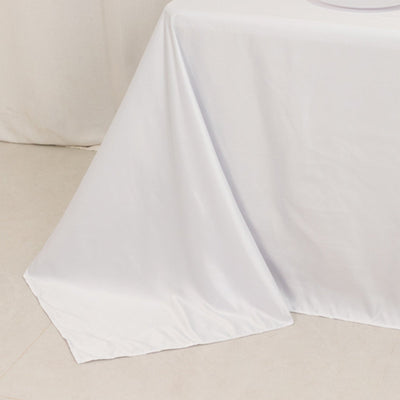 Lamour Satin 90’’x132’’ Rectangle Tablecloth White - Soft & Silk-Like Seamless Table Cover for Weddings & Parties