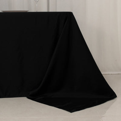 Lamour Satin 90’’x156’’ Rectangle Tablecloth Black - Luxurious Soft Seamless Table Cover for Stylish Settings
