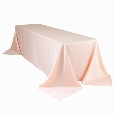 Lamour Satin 90’’x156’’ Rectangle Tablecloth Blush - Luxurious Soft Seamless Table Cover - Tablecloths