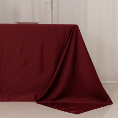 Lamour Satin 90’’x156’’ Rectangle Tablecloth Burgundy - Luxurious Soft Seamless Table Cover - Tablecloths