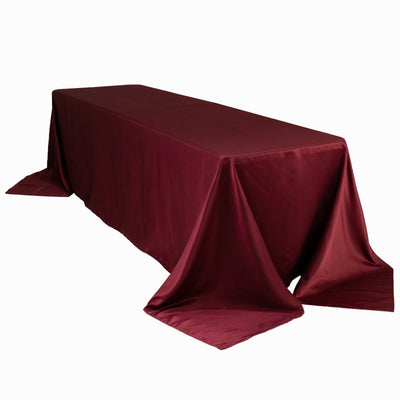 Lamour Satin 90’’x156’’ Rectangle Tablecloth Burgundy - Luxurious Soft Seamless Table Cover - Tablecloths