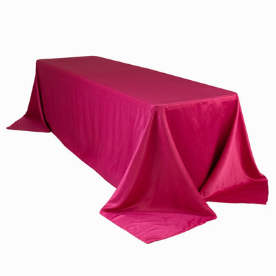 Lamour Satin 90’’x156’’ Rectangle Tablecloth Fuchsia - Luxurious Soft Seamless Table Cover - Tablecloths